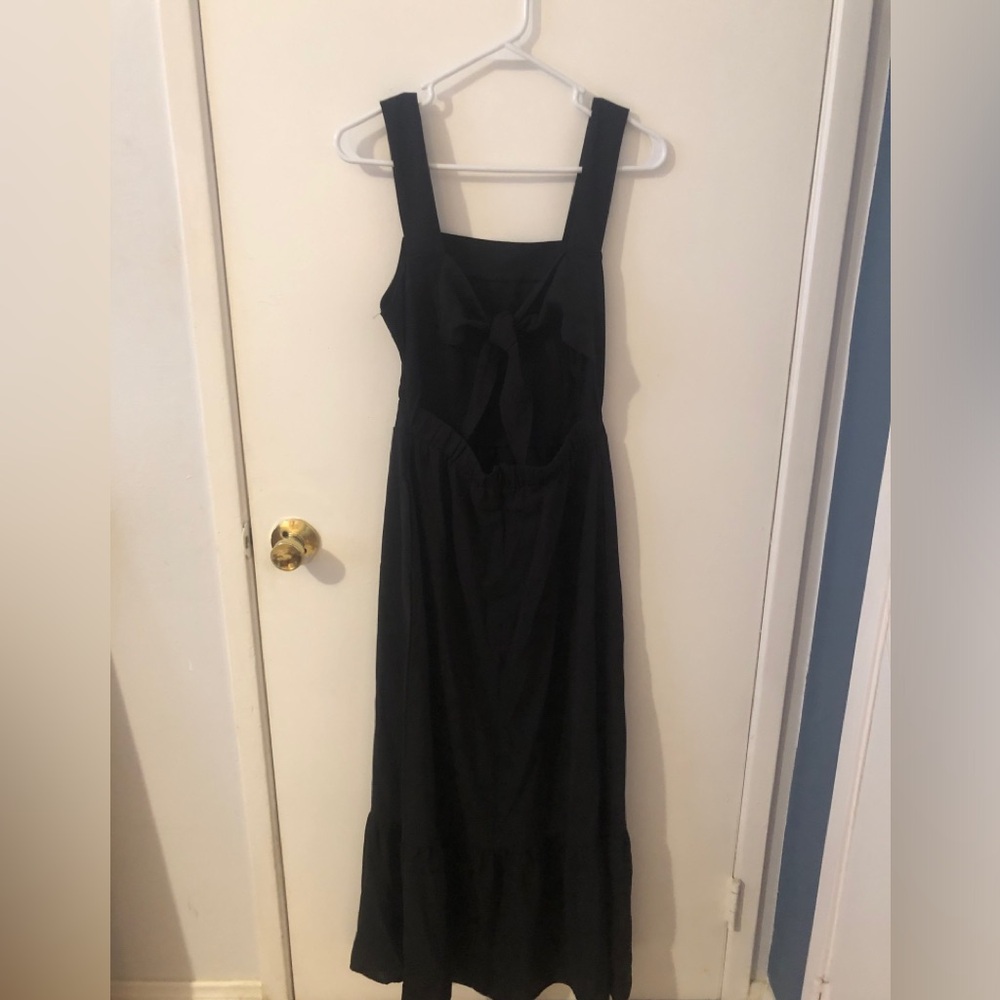 NWT Entro Black Maxi Boho Dress with back tie and thick straps size small - Picture 2 of 10